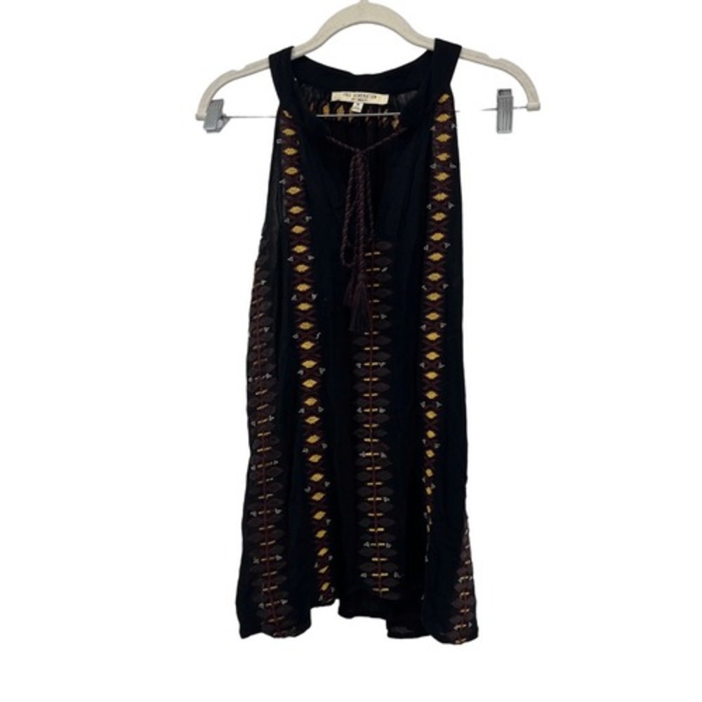 Free Generation Embroidered Tank Top Sleeveless Boho Festival Black M‎